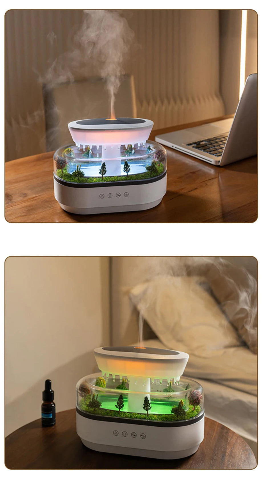 Humidificateur & Diffuseur d’Huiles Essentielles Raindrop – Relaxation et Bien-être